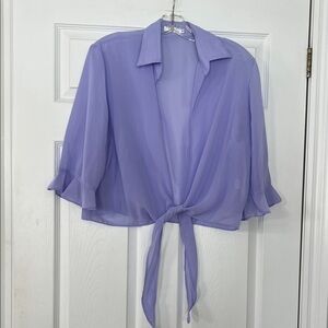 Elegant Lavender Tie-Front Blouse